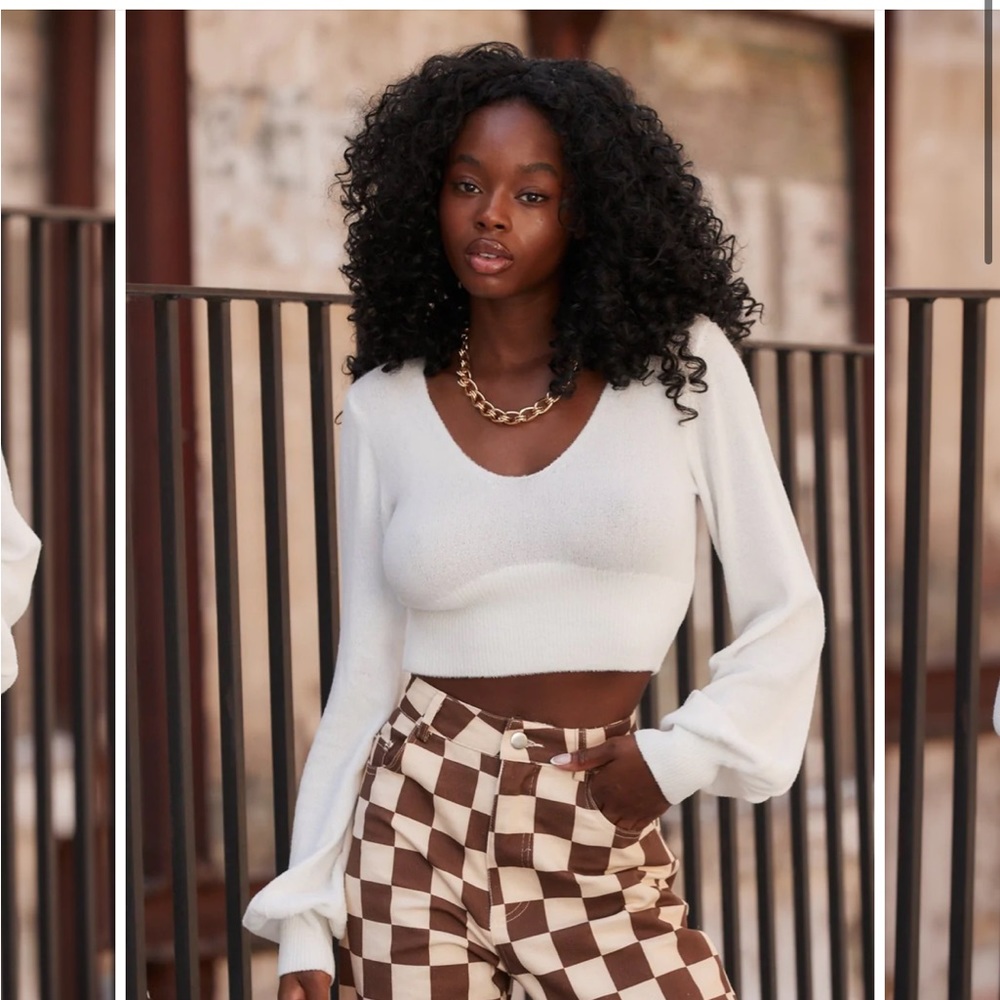 12TH TRIBE! Balloon sleeve cropped sweater